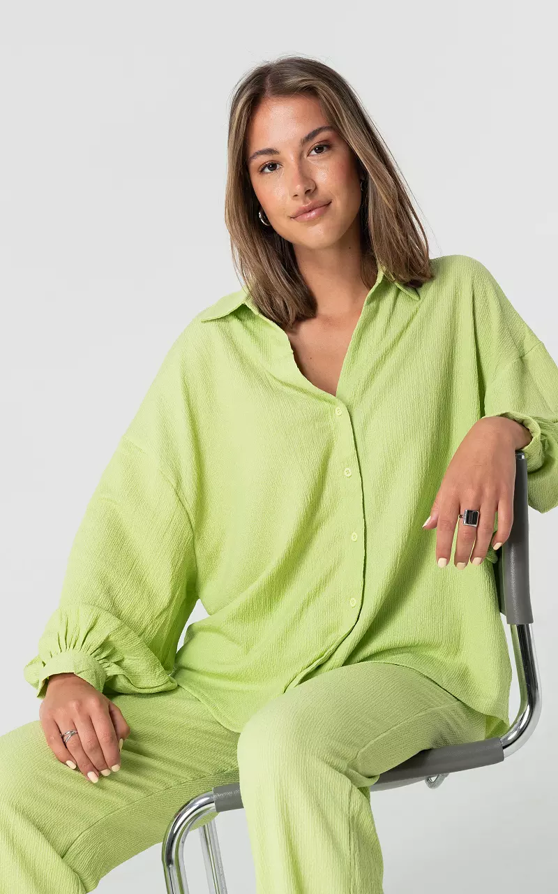 Oversized blouse with buttons Lime Green