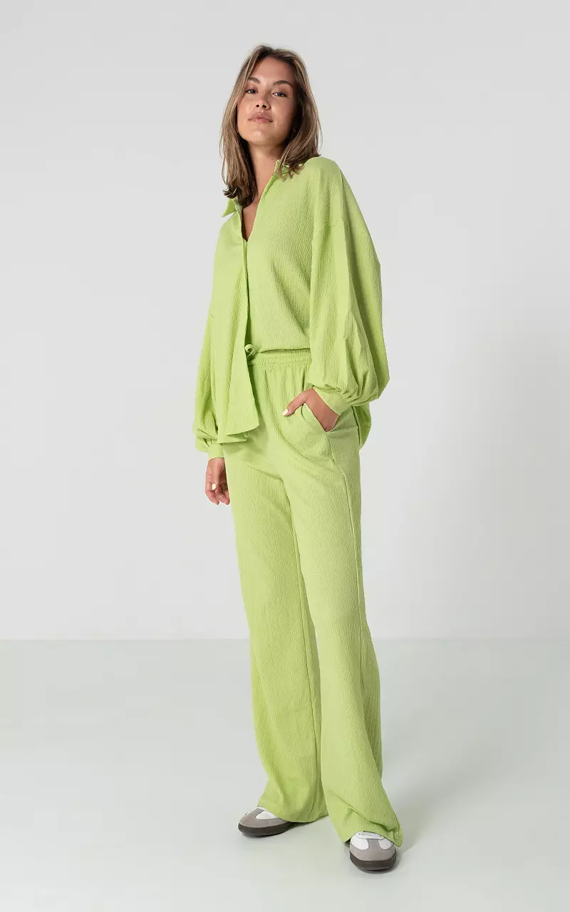 Wide leg trousers with tie Lime Green