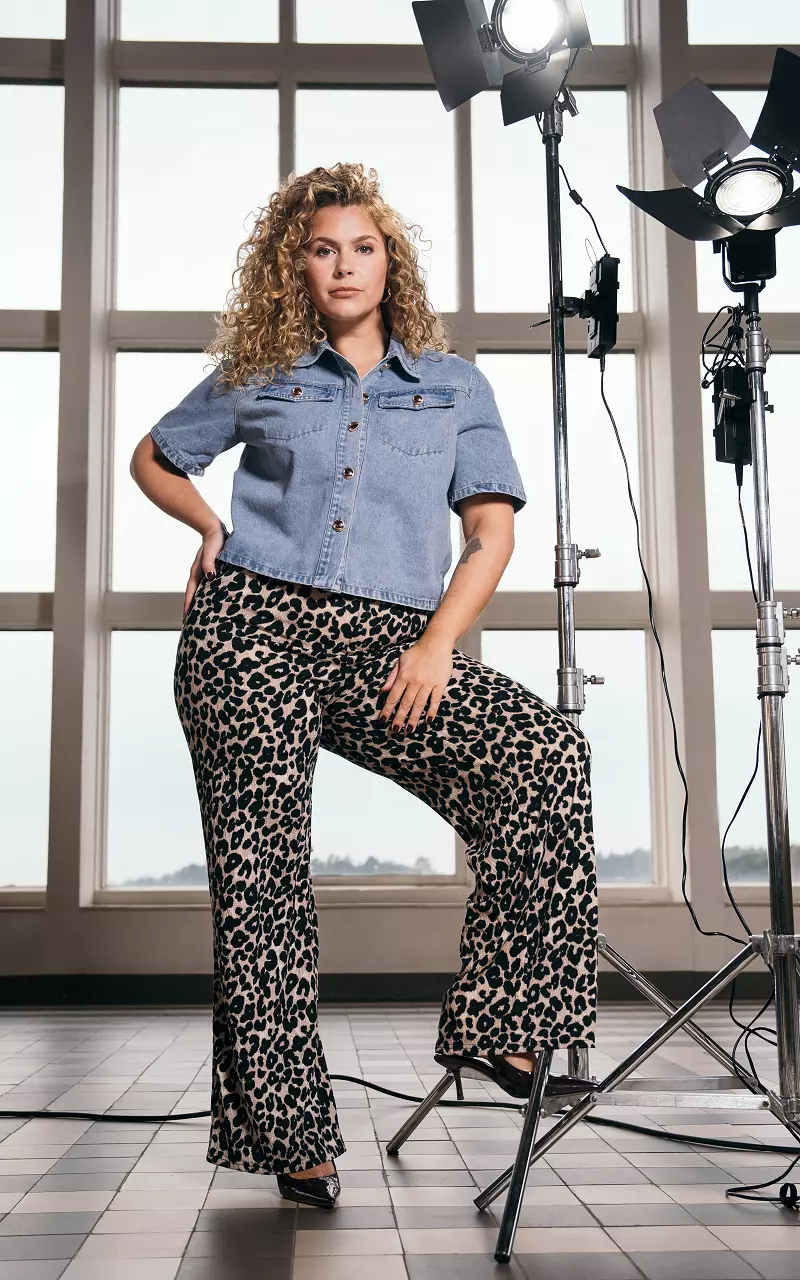 Wide leg trousers with leopard print - Leopard