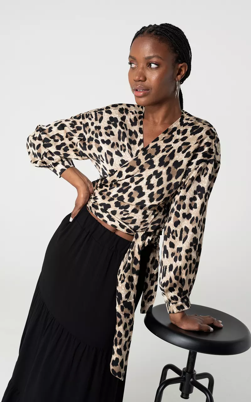 Wrapped top with leopard print Leopard