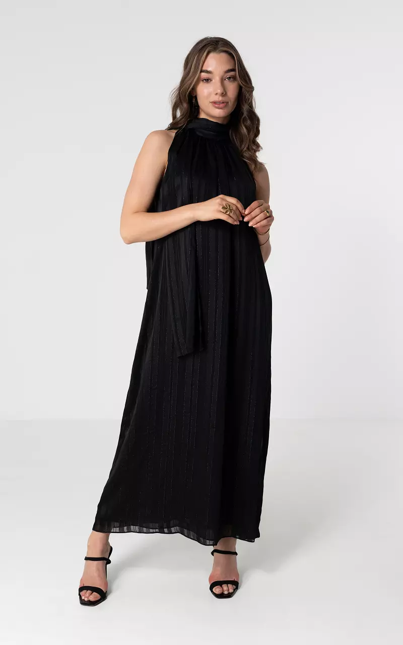 Maxi jurk met strikdetail Zwart