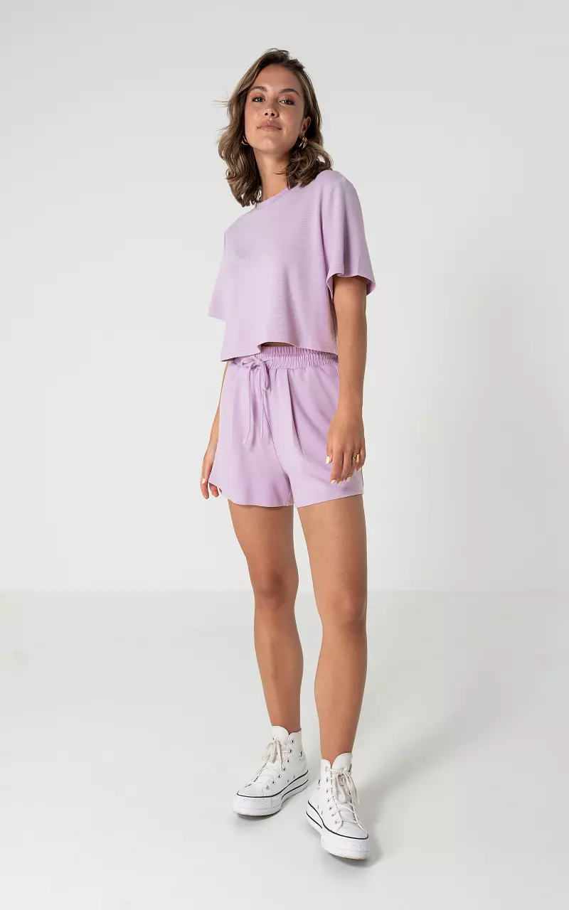 Short with side pockets and bow detail Lilac