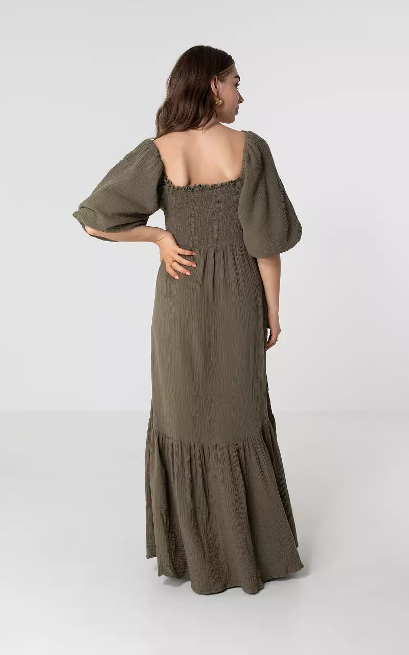 Maxikleid mit gesmokten Details Grün