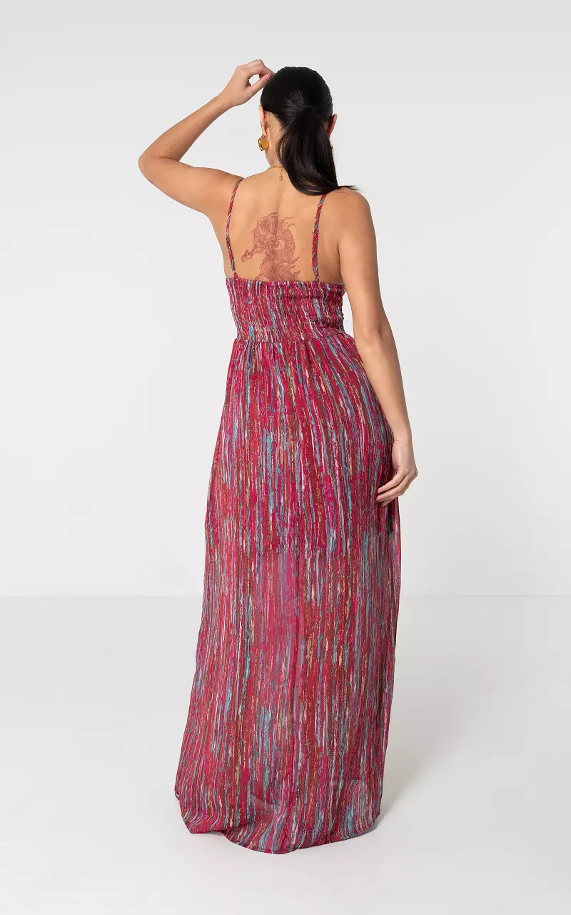Maxikleid mit verstellbaren Trägern Rot Grün