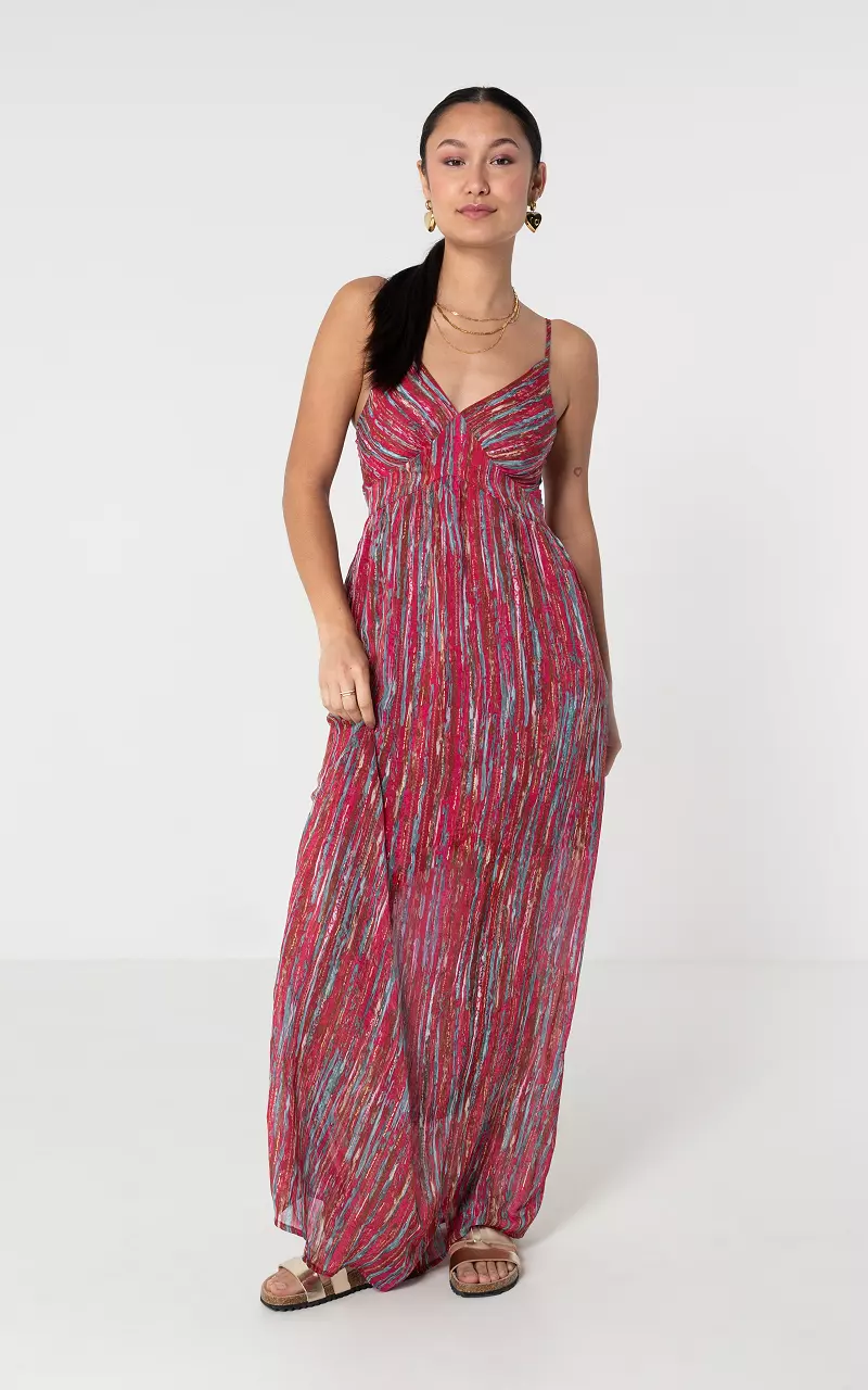 Maxi dress with adjustable straps Red Green