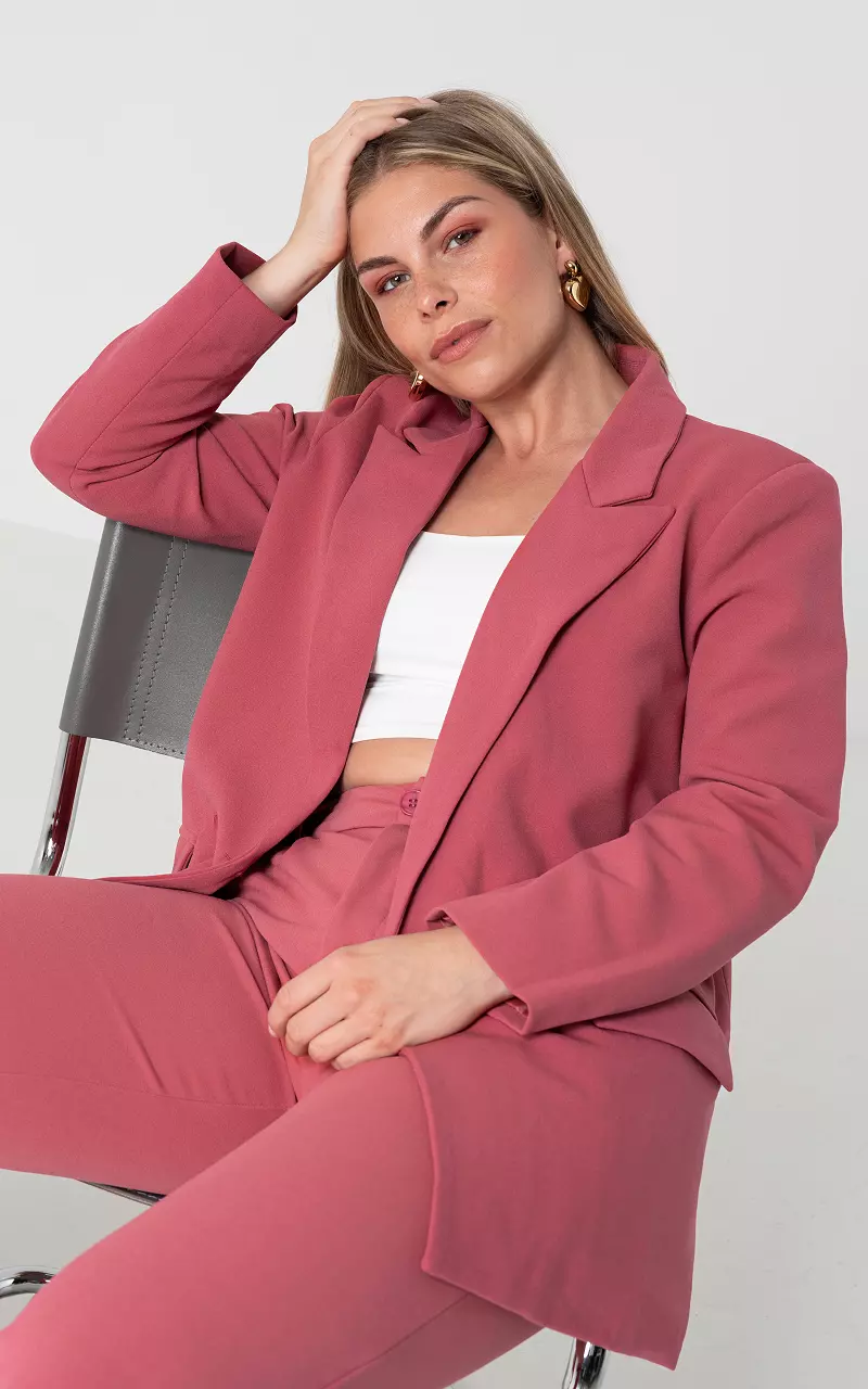 Basic blazer with shoulder pads Mauve Pink