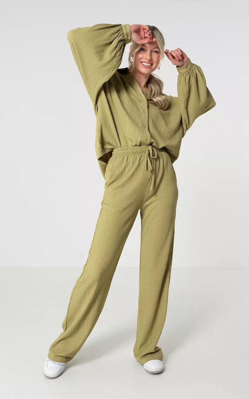 Wide leg trousers with tie Kaki