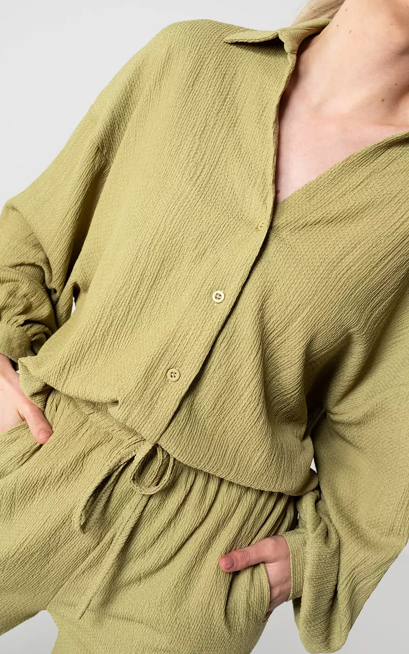 Oversized blouse with buttons Kaki