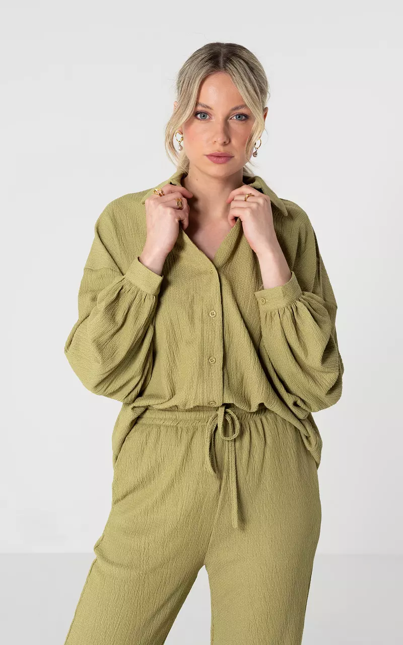 Oversized blouse with buttons Kaki
