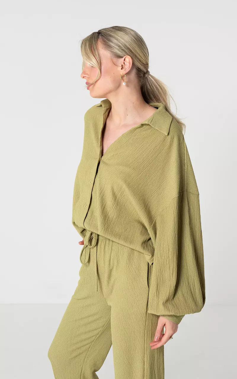 Oversized blouse with buttons Kaki
