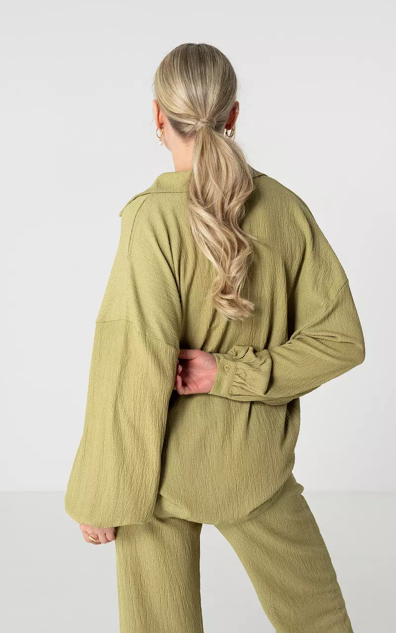 Oversized blouse with buttons Kaki
