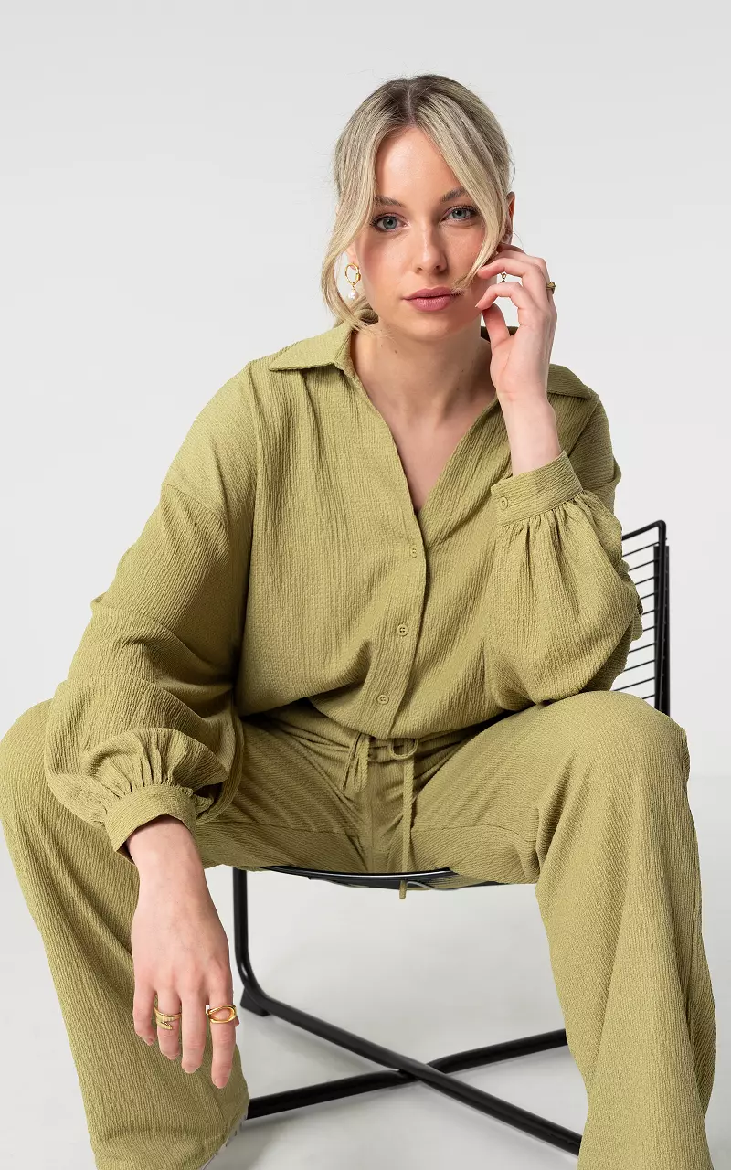 Oversized Bluse mit Knöpfen Kaki