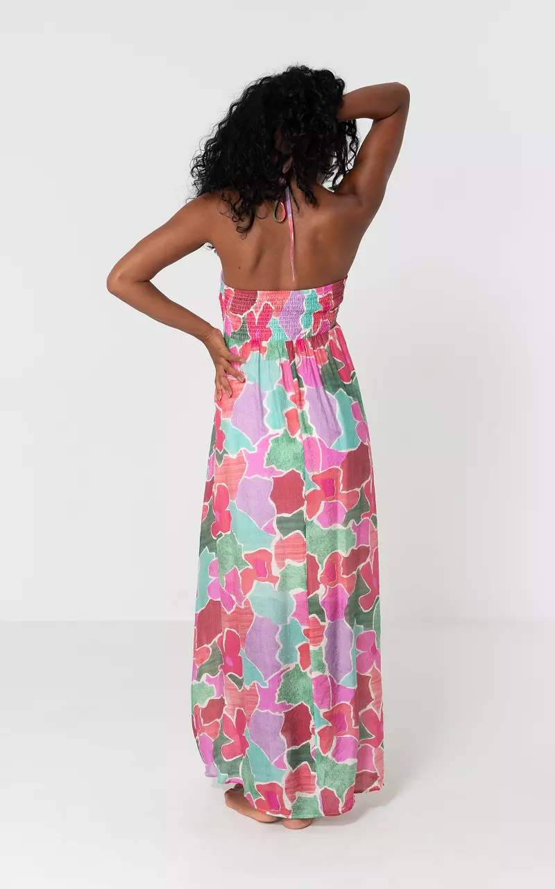 Maxi dress with print Pink Green