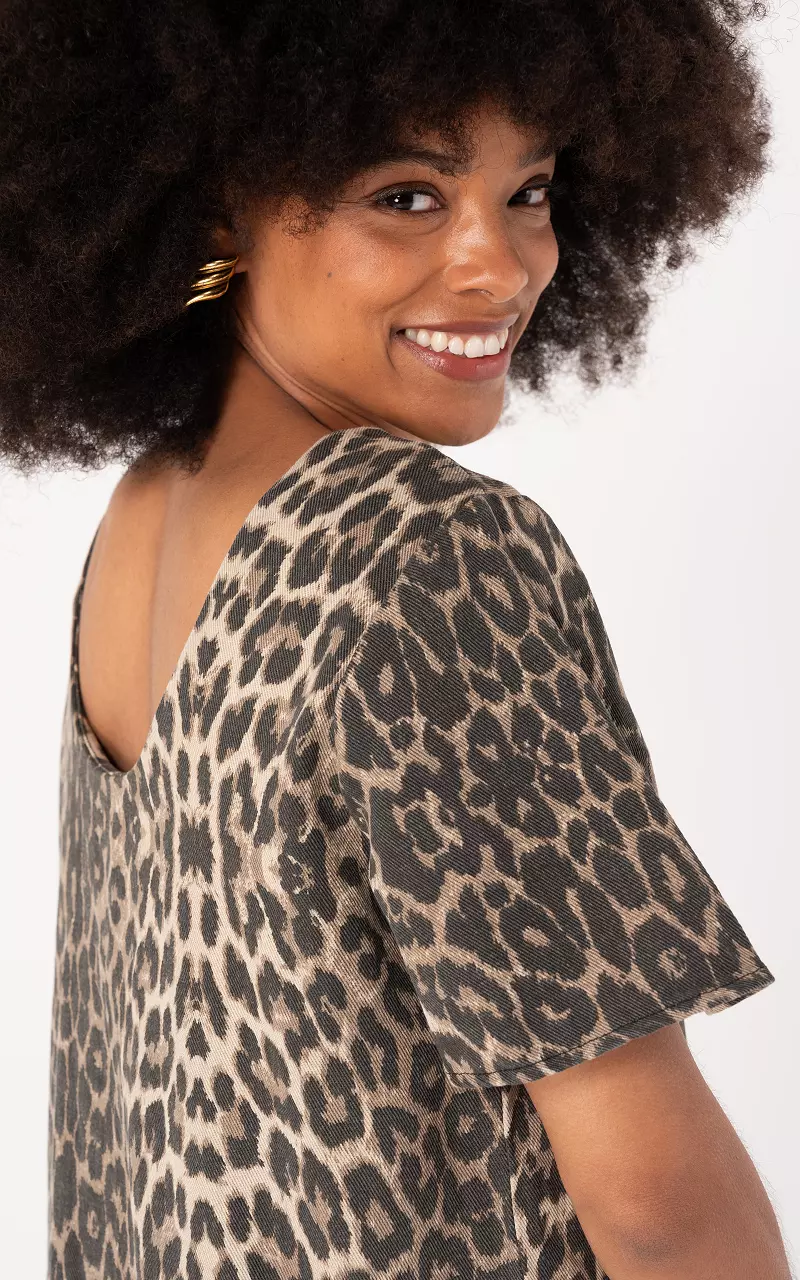 Denim leopard jurk Leopard