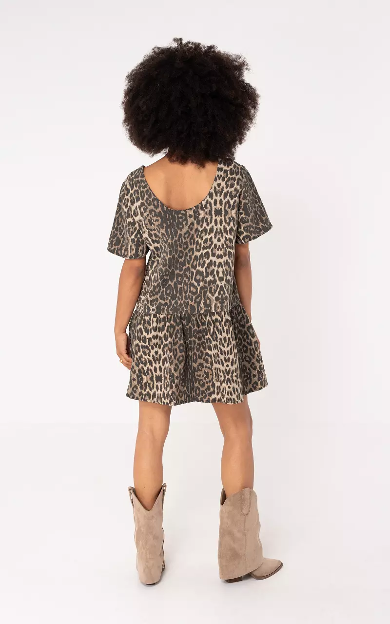 Denim leopard jurk Leopard