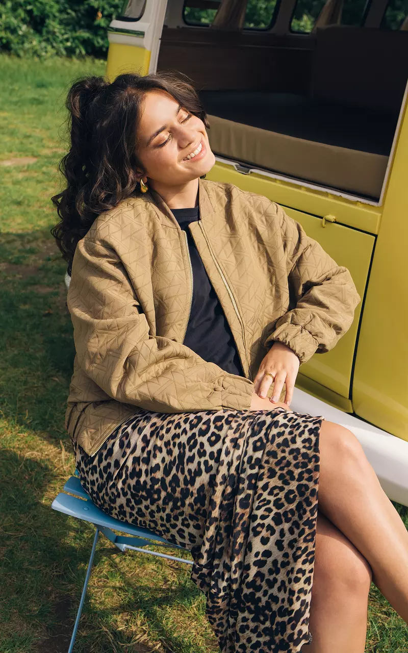 Bomber jacket with gold-coloured zip Brown