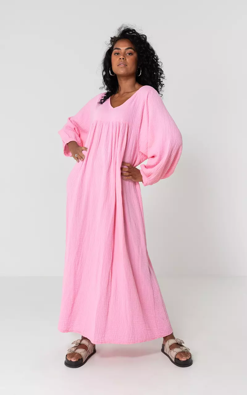 Maxi dress with v-neck Light Pink