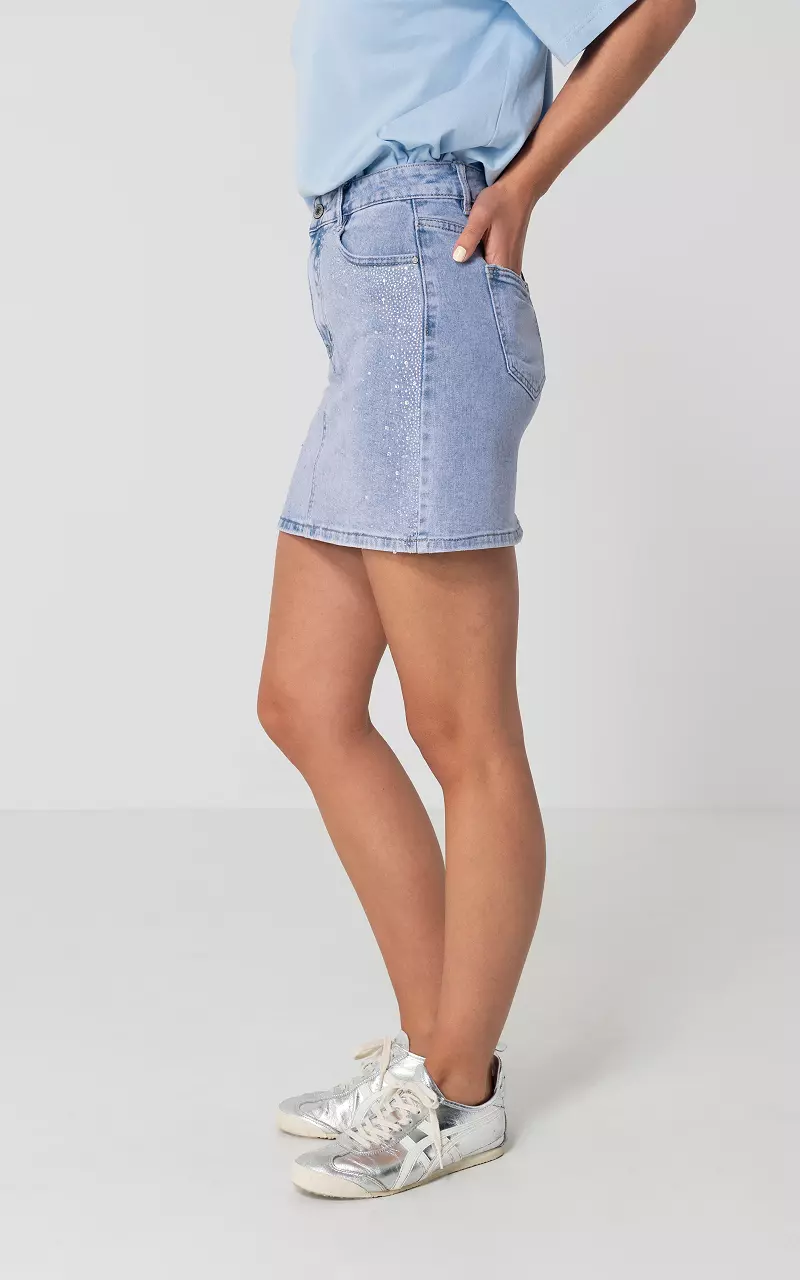 Denim skirt with rhinestones Light Blue