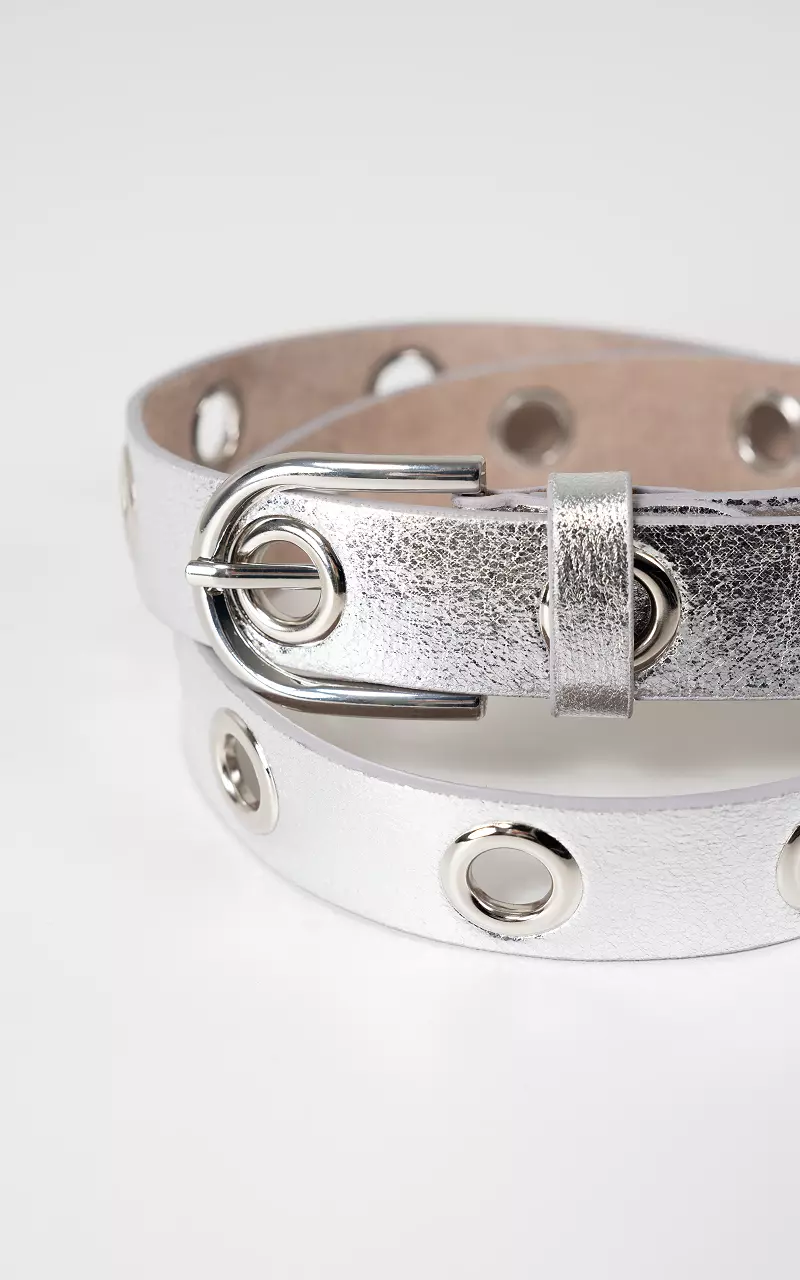 Leather belt Silver
