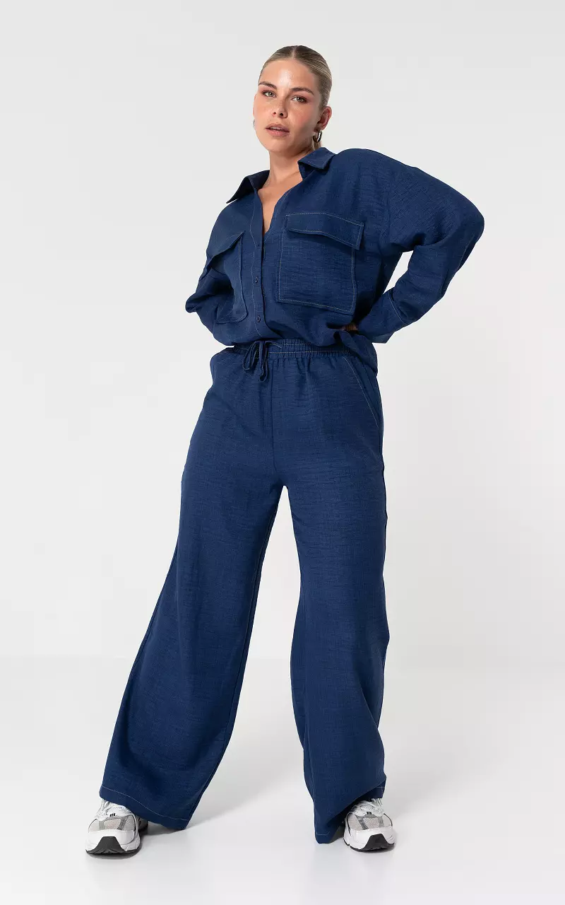 Wide leg trousers with elastic waistband Blue
