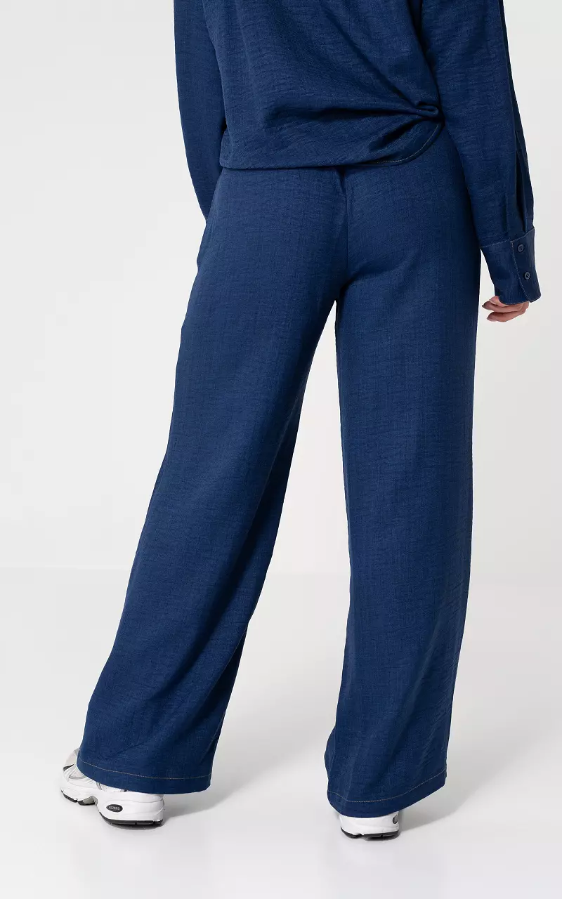 Wide leg trousers with elastic waistband Blue