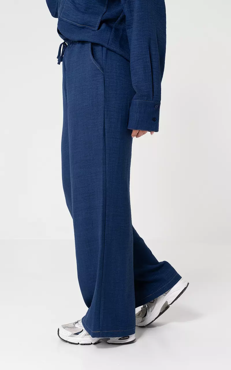 Wide leg trousers with elastic waistband Blue