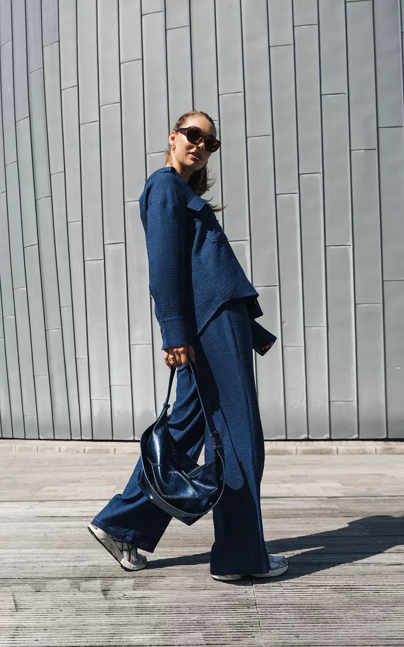 Wide leg trousers with elastic waistband Blue
