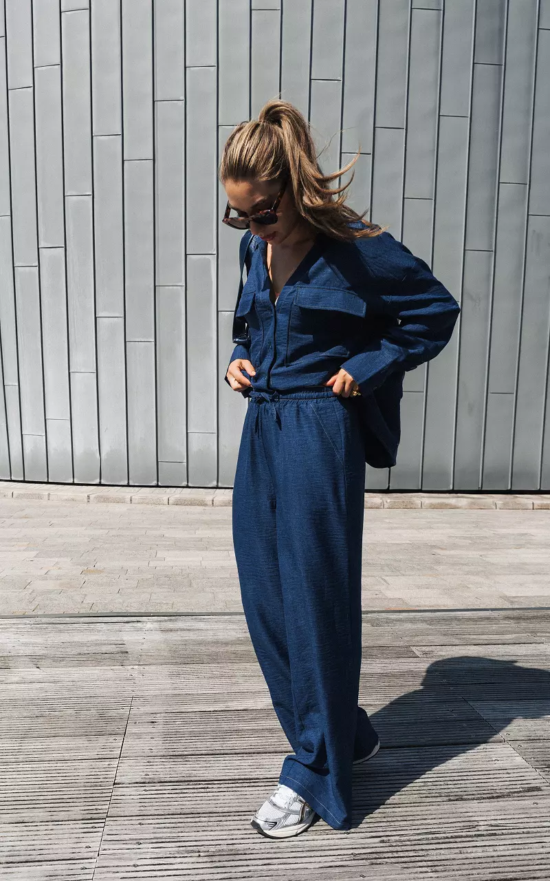 Wide leg trousers with elastic waistband Blue