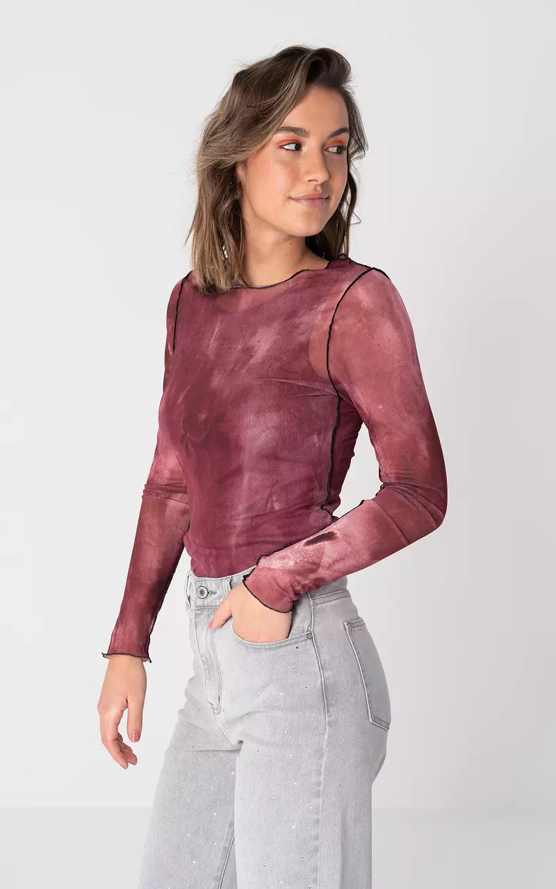Top met see through details Rood
