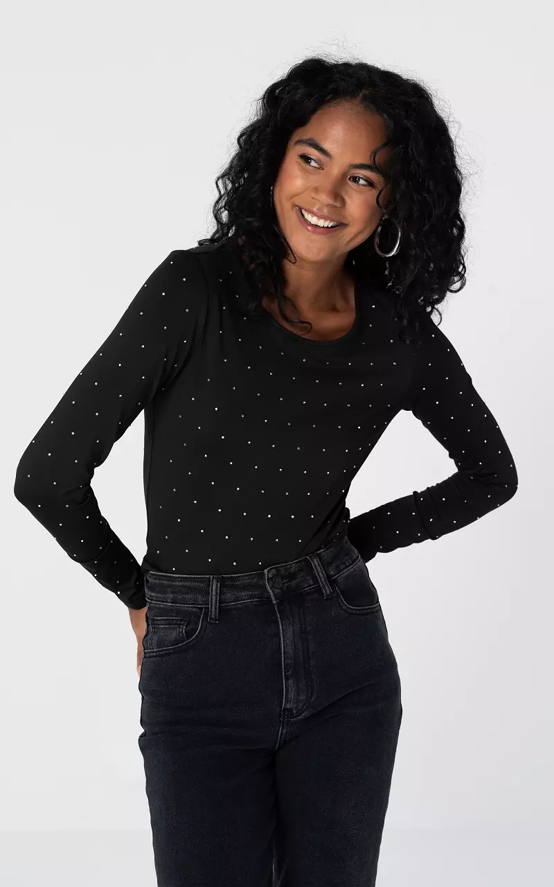 Basic Top mit Studs Schwarz