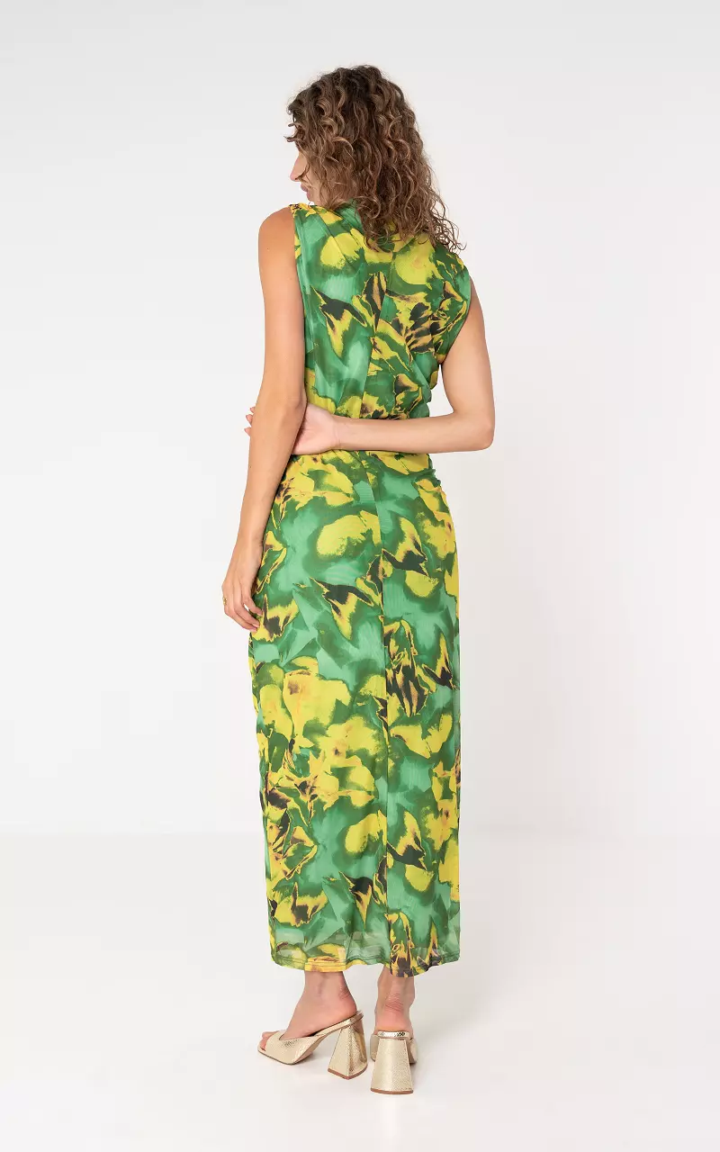 Maxi dress made of mesh fabric Yellow Green