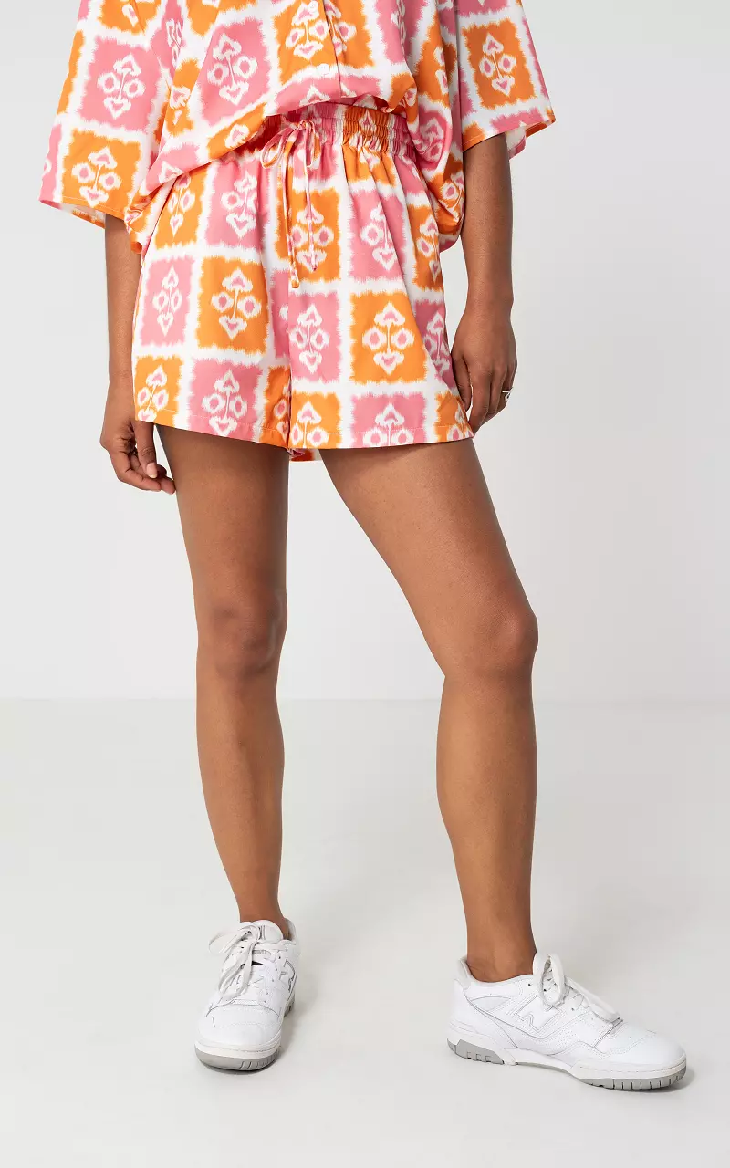 Short with summer print Orange Pink