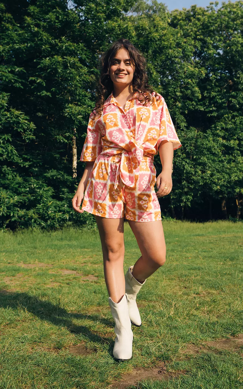 Short with summer print Orange Pink