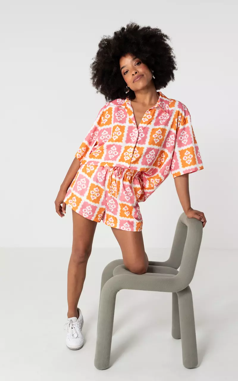 Short met zomerse print Oranje Roze