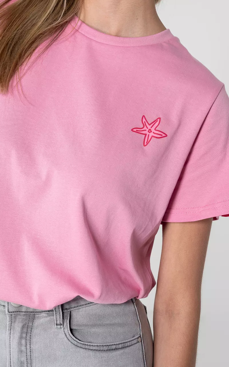 Ronde hals t-shirt met print Roze