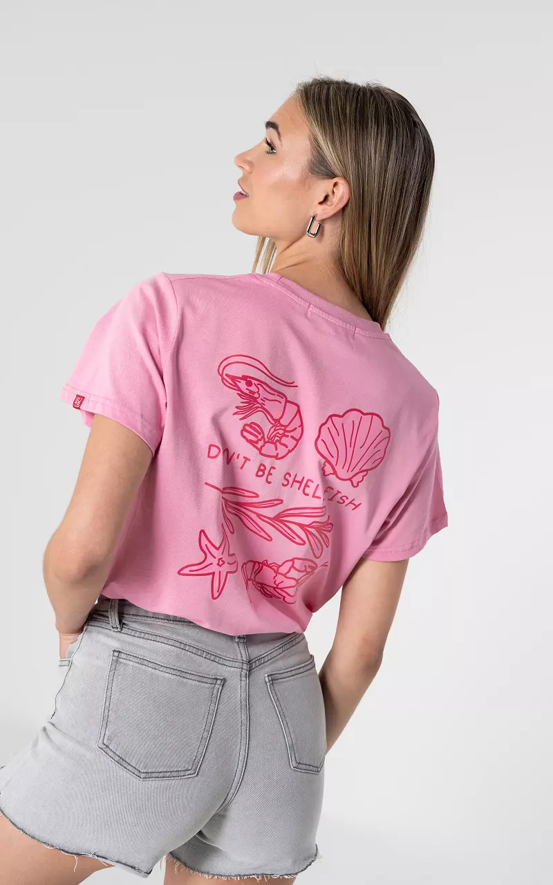 Ronde hals t-shirt met print Roze