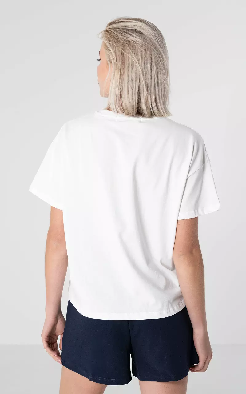 Shirt met ronde hals Wit Rood
