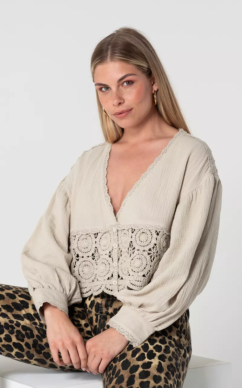 Oversized kort model top Beige