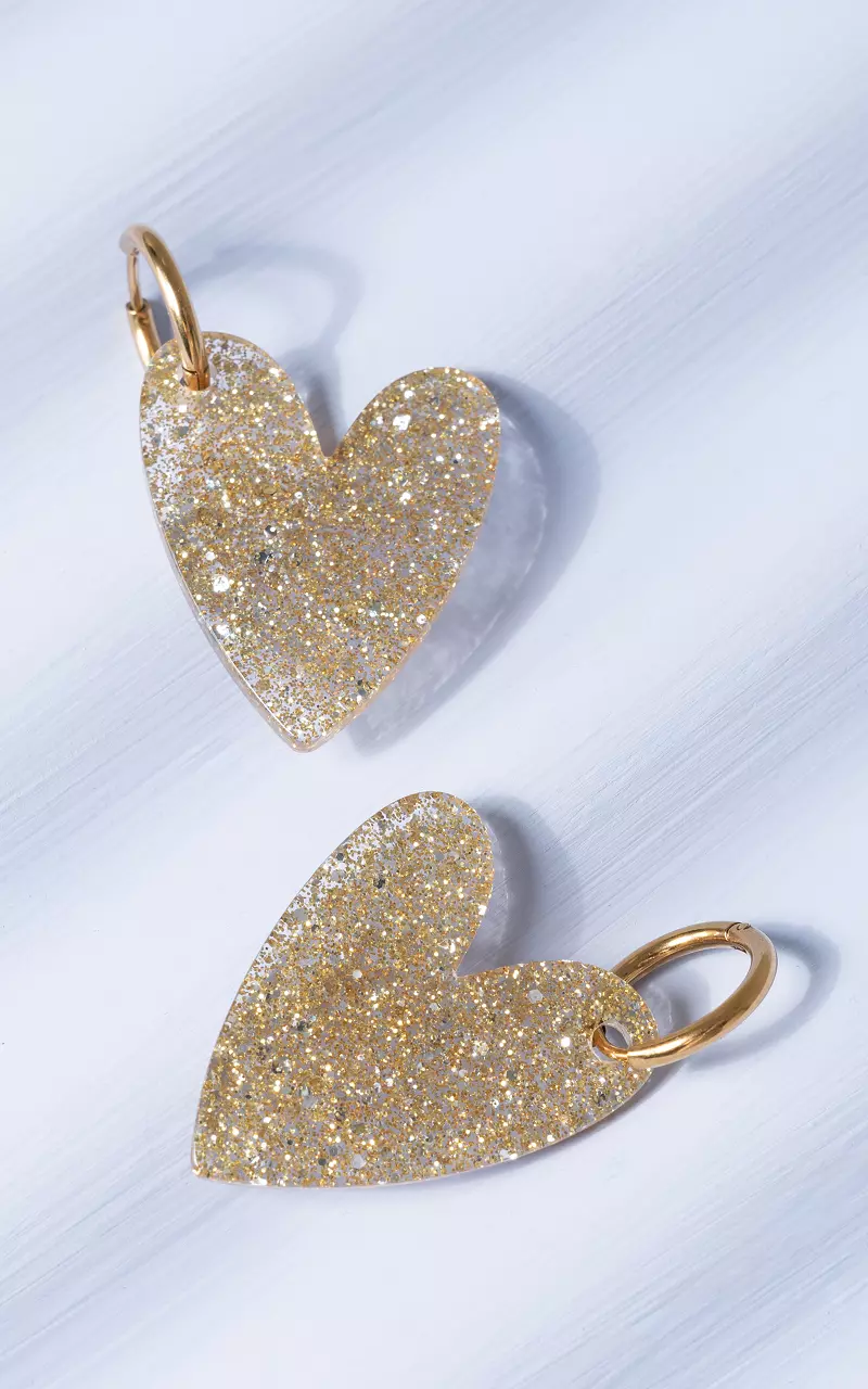 Creoles with plastic heart Gold Gold