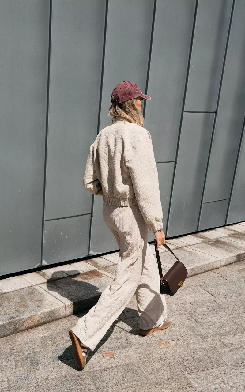 Bomber jacket with gold-coloured zip Beige