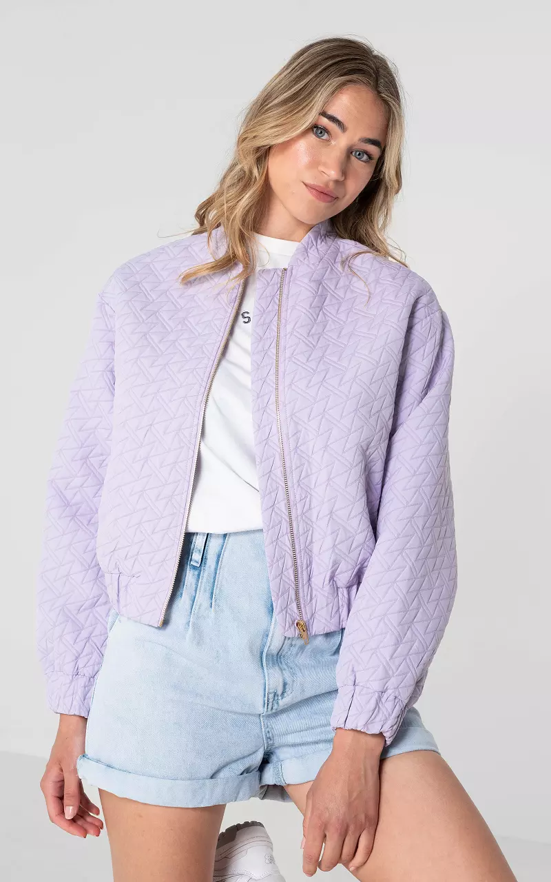 Bomber jacket met goudkleurige rits Lila