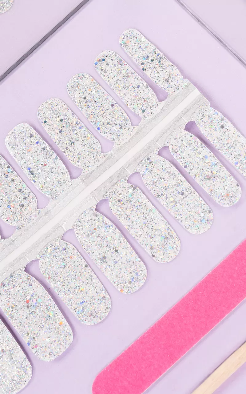 Set chunky glitter nailwraps Zilver