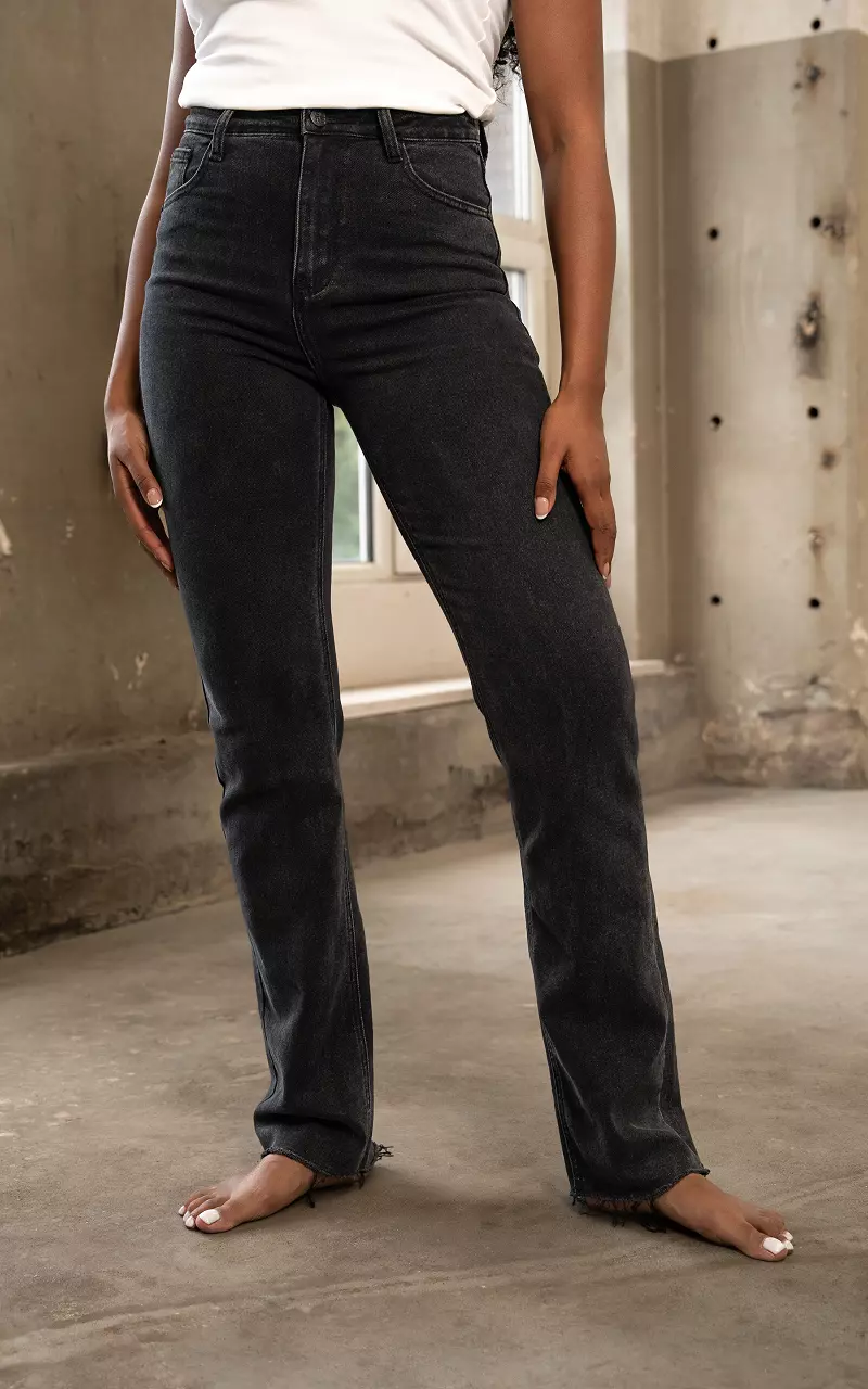 High waist straight fit jeans Venus Dark Grey