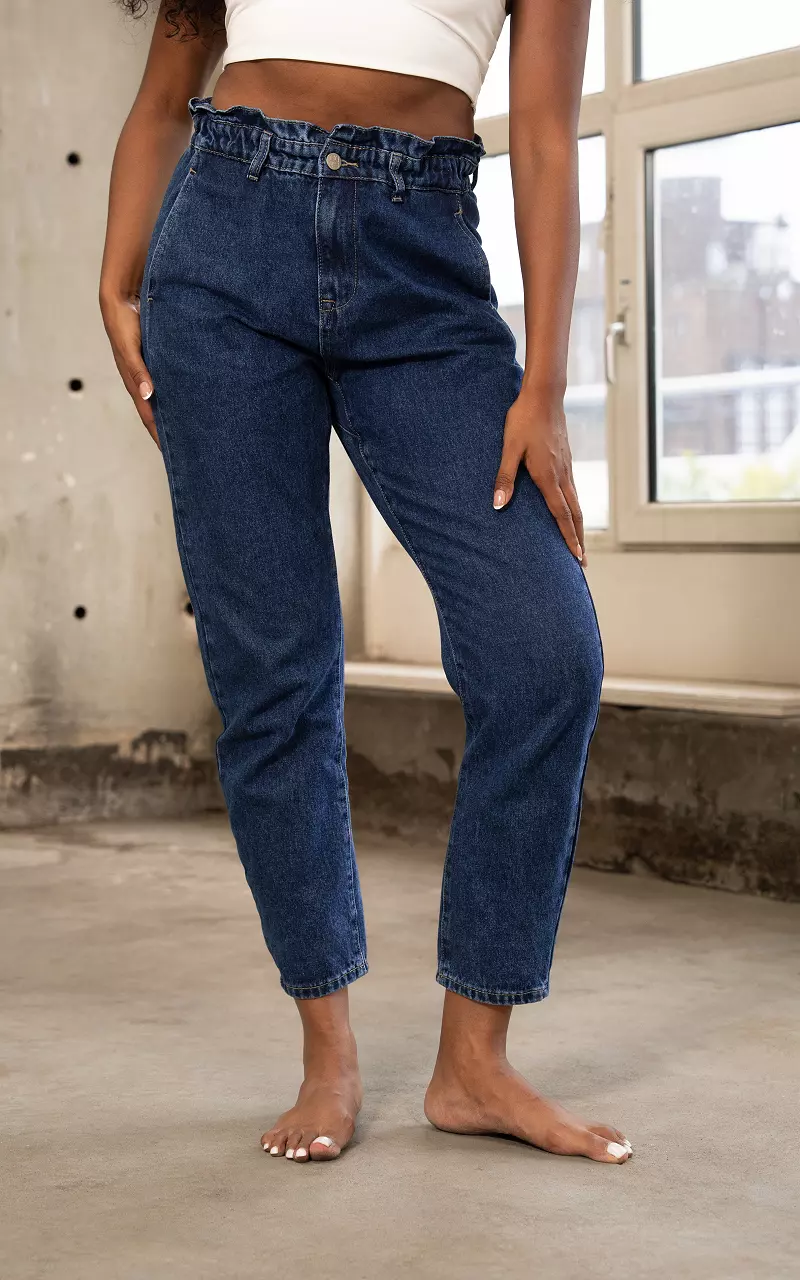 High waist paperbag jeans Sky Dark Blue