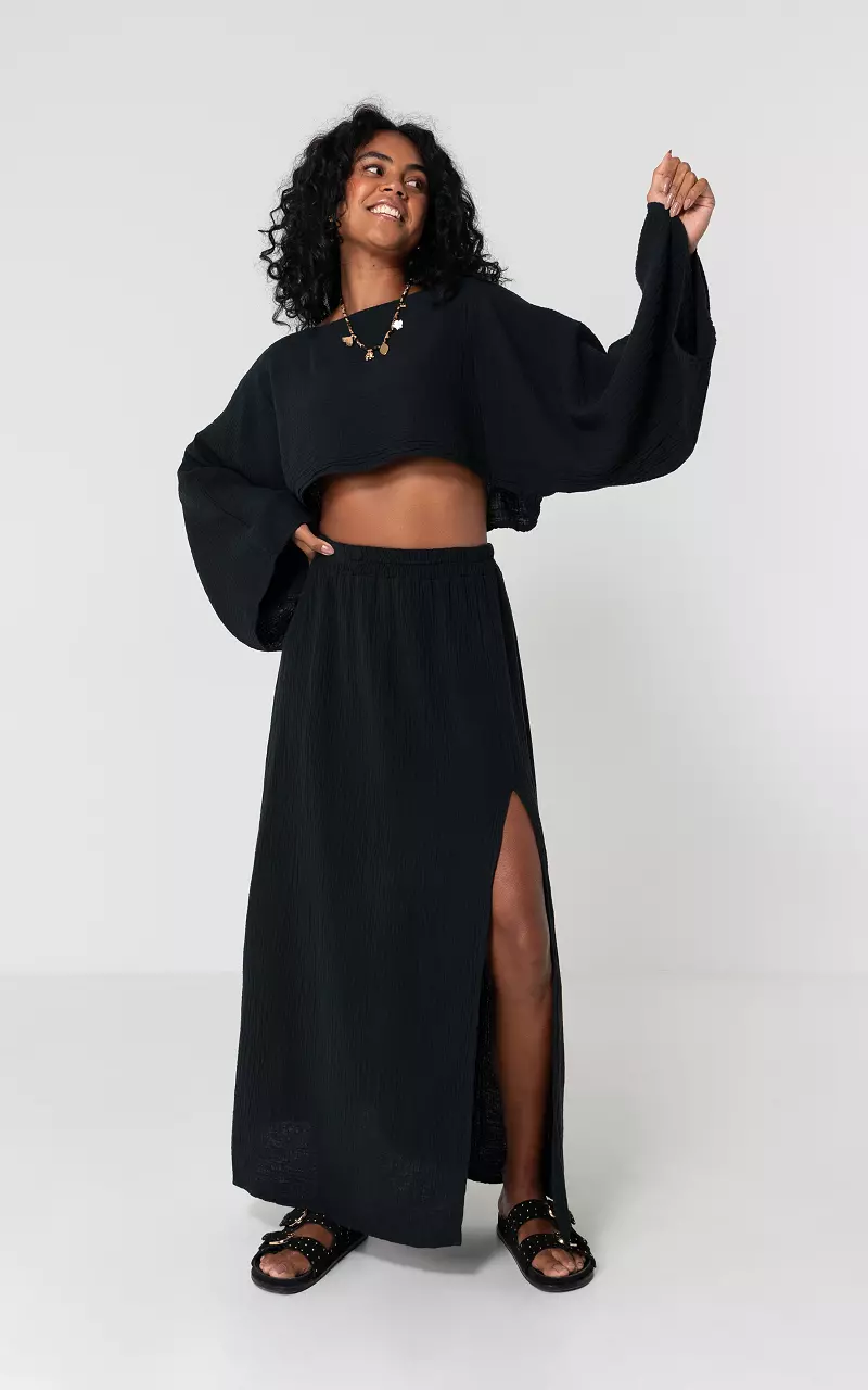 Skirt with elasticated waistband Black