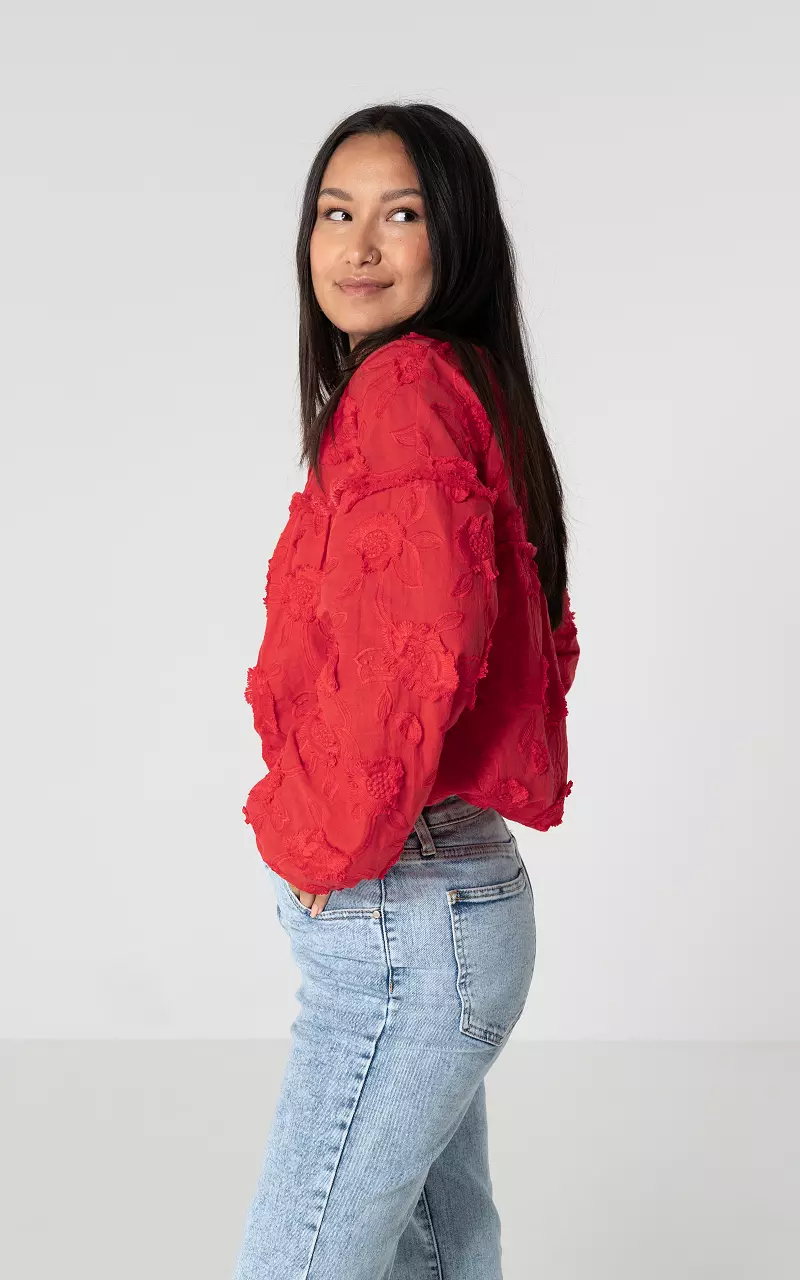 Geborduurde blouse Rood