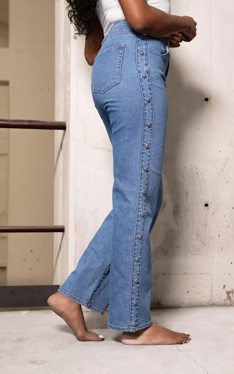 パンツ Straight just waist studs denim pants Denim Authentic Side Zip Jean | WHISTLES | Whistles US |