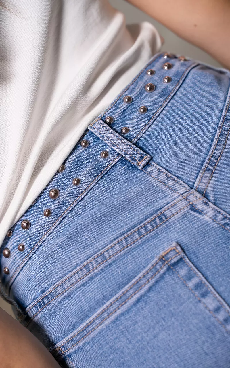 Mom fit jeans with studs Blue