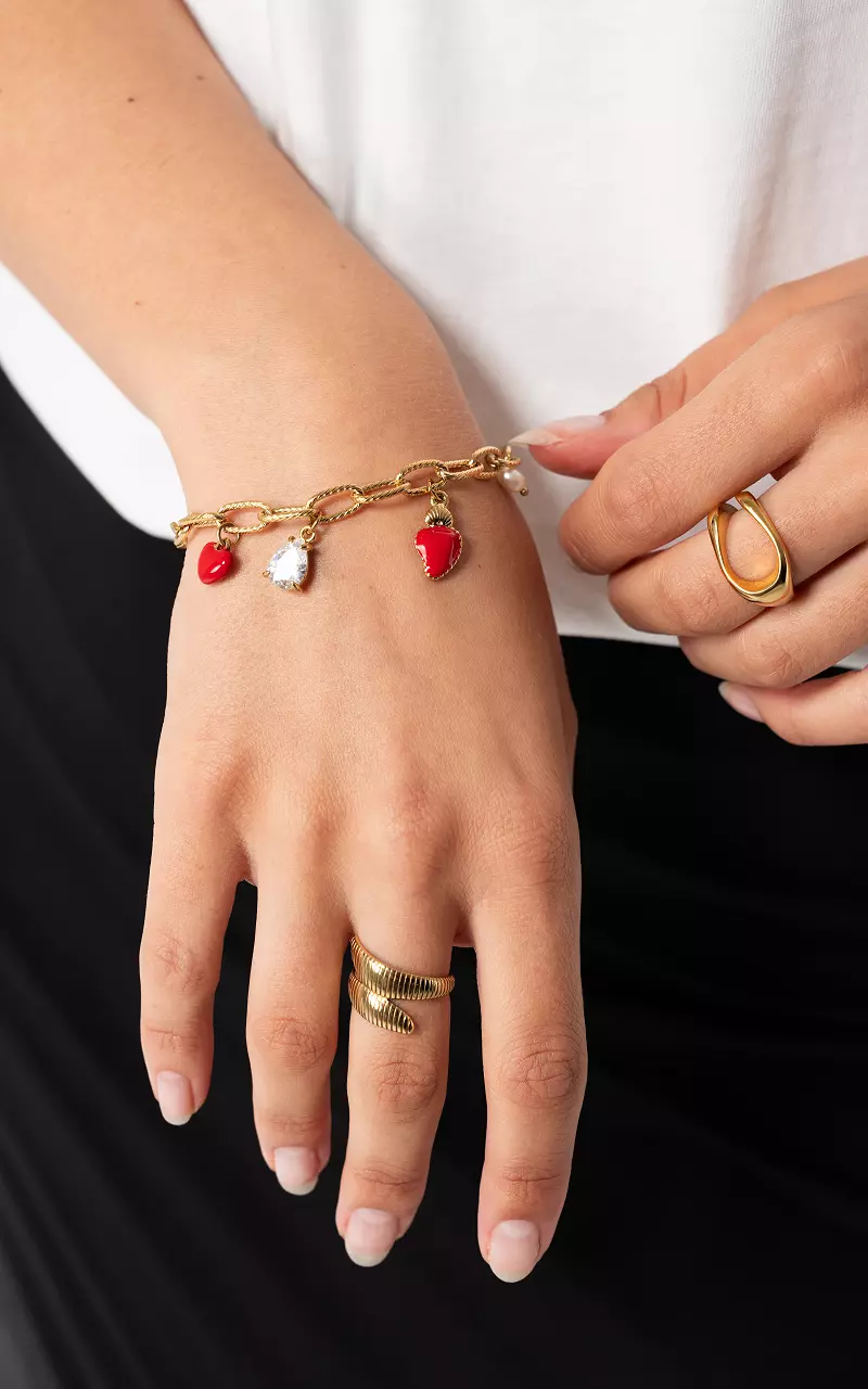 Armband mit Anhängern Gold Rot