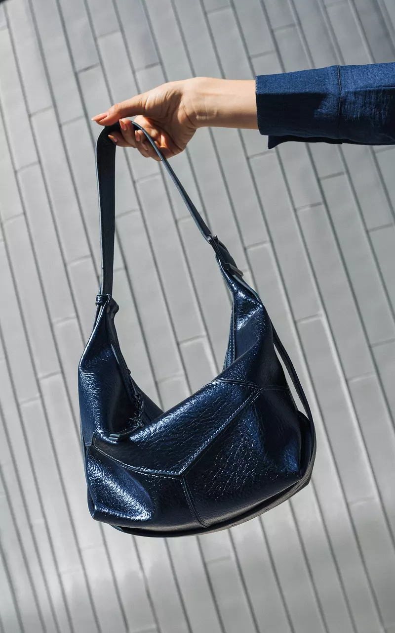 Metallic look shoulder bag Blue